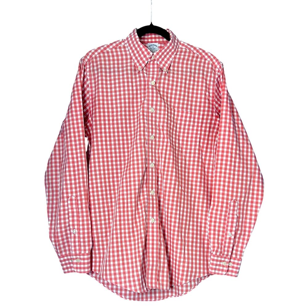 Brooks Brothers Mens Red Gingam Button Down Shirt‎ Sz M Cotton Picnic Cottage